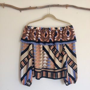 Neutral Toned Off the Shoulder Long Sleeved Top